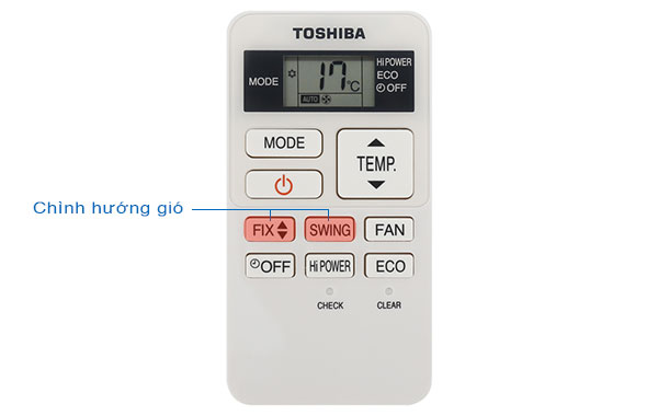 Điều chỉnh hướng gió trên remote máy lạnh toshiba